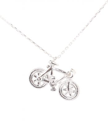 925 Ayar Gümüş Bisiklet Charm Kolye, Beyaz - 2