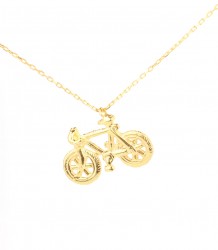Sterling Silver Bicycle Pendant Necklace, Gold Vermeil - Nusrettaki (1)