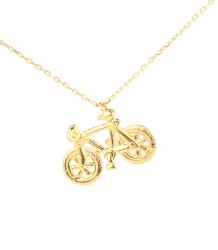 Sterling Silver Bicycle Pendant Necklace, Gold Vermeil - Nusrettaki