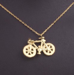 Sterling Silver Bicycle Pendant Necklace, Gold Vermeil - 6