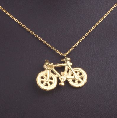 Sterling Silver Bicycle Pendant Necklace, Gold Vermeil - 6
