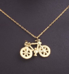 Sterling Silver Bicycle Pendant Necklace, Gold Vermeil - 7