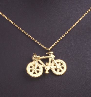 Sterling Silver Bicycle Pendant Necklace, Gold Vermeil - 7