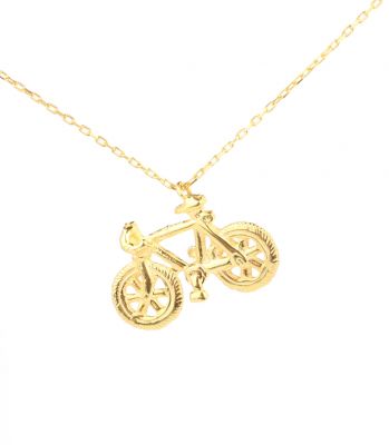 Sterling Silver Bicycle Pendant Necklace, Gold Vermeil - 1