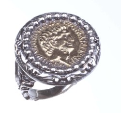 925 Ayar Gümüş Bizans Sikkesi Yüzük - 1