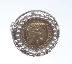925 Ayar Gümüş Bizans Sikkesi Yüzük - 2