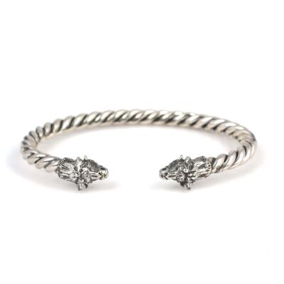 925 Ayar Gümüş Boğa Başı Burgu Kol Erkek Bileziği - 2