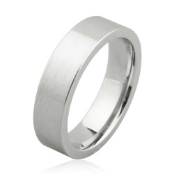925 Sterling Silver Engagement Ring White color 6mm Matt White - Nusrettaki