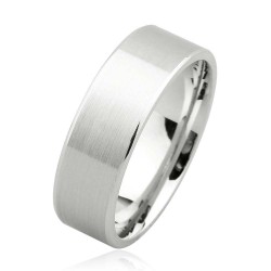 925 Sterling Silver Engagement Ring White color 7mm Matt White - Nusrettaki