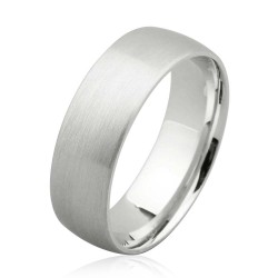 925 Sterling Silver Engagement Ring White color 7mm Matt White - Nusrettaki