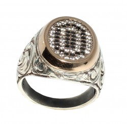 925 Ayar Gümüş Bronz Karışımı Oval Taşlı Erkek Yüzük - 3