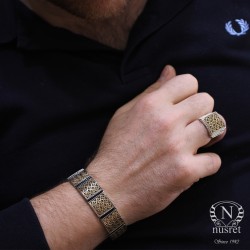 Silver & Bronze Constantinople Design Bracelet - Nusrettaki (1)
