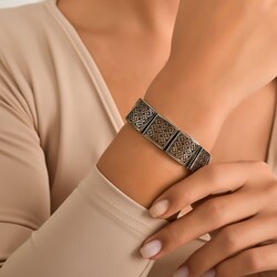 Silver & Bronze Constantinople Design Bracelet - Nusrettaki