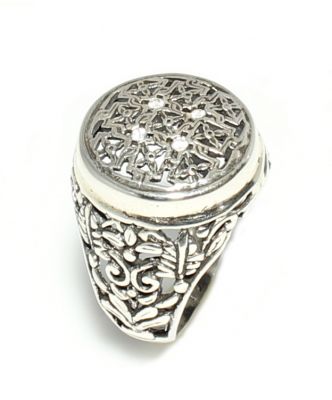 925 Ayar Gümüş Konstantinapol Tasarım Taşlı Yüzük - 4