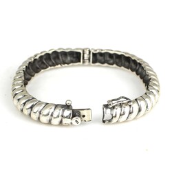 925 Ayar Gümüş Burgu Model Döküm Bilezik - 5