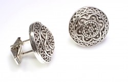 Silver Tiny Ball & Twisted Wire Design Hand-crafted Cufflink - Nusrettaki