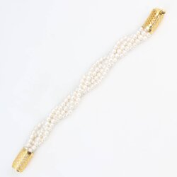 925 Ayar Gümüş Burgulu 5 Sıra İnci Taşlı Bileklik - 3