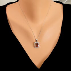 925 Ayar Gümüş Dikdörtgen Zultanit Taşlı Kolye, Büyük - Nusrettaki