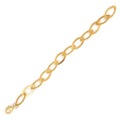 925 Ayar Gümüş Büyük İtalyan Elips Zincir Bileklik - 2