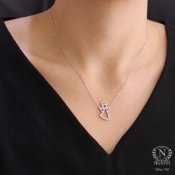 Nusrettaki - 925 Sterling Silver Big Angel Necklace