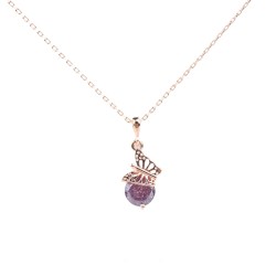 Nusrettaki - 925 Sterling Silver Butterfly Necklace with Amethyst