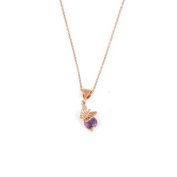 925 Sterling Silver Butterfly Necklace with Amethyst - Nusrettaki (1)