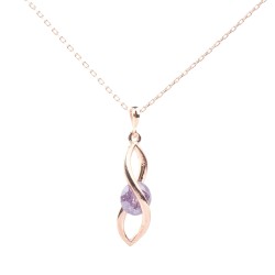 925 Ayar Gümüş Buzlu Ametist Taşlı Sonsuzluk Model Kolye - 3