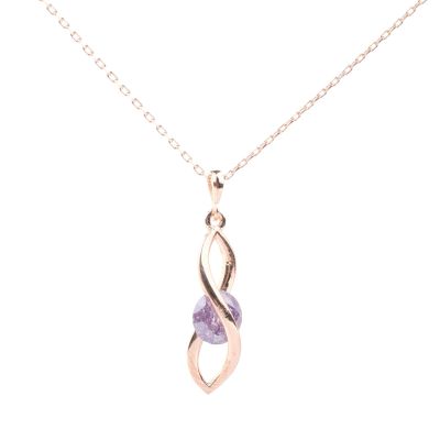 925 Ayar Gümüş Buzlu Ametist Taşlı Sonsuzluk Model Kolye - 3