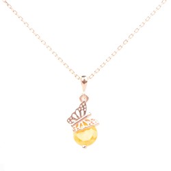 925 Sterling Silver Butterfly Necklace with Lemon Quartz - Nusrettaki (1)