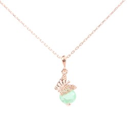 925 Sterling Silver Butterfly Necklace with Peridot - Nusrettaki