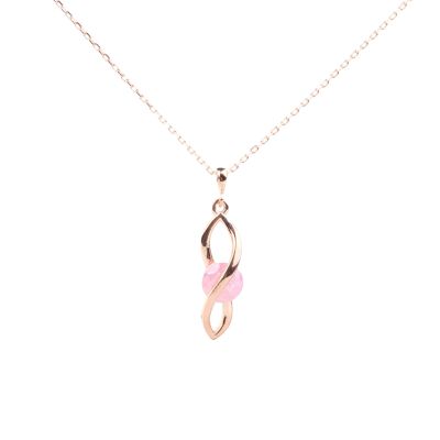 925 Ayar Gümüş Buzlu Pink Quartz Taşlı Sonsuzluk Model Kolye - 1