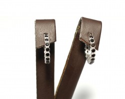 925 Silver Hoop Earrings with Black Zircons - Nusrettaki (1)