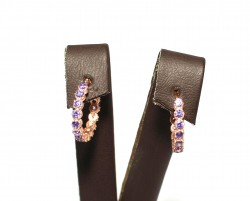 925 Rose Silver Hoop Earrings with Lilac Zircons - Nusrettaki (1)