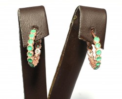 925 Rose Silver Hoop Earrings with Green Zircons - 4