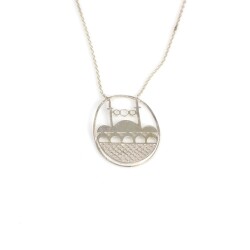 Silver Mosque Design Necklace - Nusrettaki