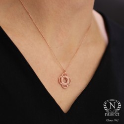 Sterling Silver Life Ring Pendant Necklace, Rose Gold Vermeil - Nusrettaki (1)