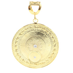 925 Ayar Gümüş Çiçek Deseni Madalyon Kolye Ucu - 4