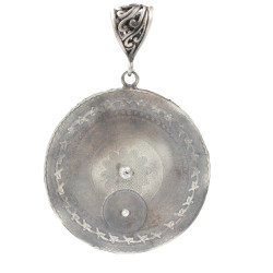 925 Ayar Gümüş Çiçek Deseni Madalyon Kolye Ucu - Nusrettaki