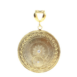 925 Ayar Gümüş Çiçek Deseni Madalyon Kolye Ucu - 3