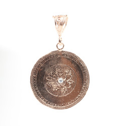 925 Ayar Gümüş Çiçek Desenli Madalyon Kolye Ucu - 2