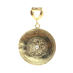 925 Ayar Gümüş Çiçek Desenli Madalyon Kolye Ucu - 4