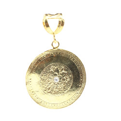 925 Ayar Gümüş Çiçek Desenli Madalyon Kolye Ucu - 5