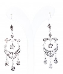 Silver 925 Stylish Gypsy Dangle Filigree Earrings - Nusrettaki (1)