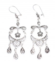 Silver 925 Stylish Gypsy Dangle Filigree Earrings - 3