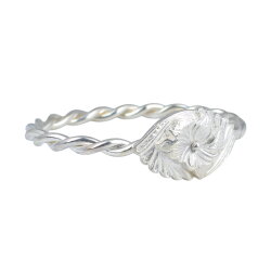 925 Ayar Gümüş Çiçek Kaşlı İki Telli Burma Bilezik - Nusrettaki