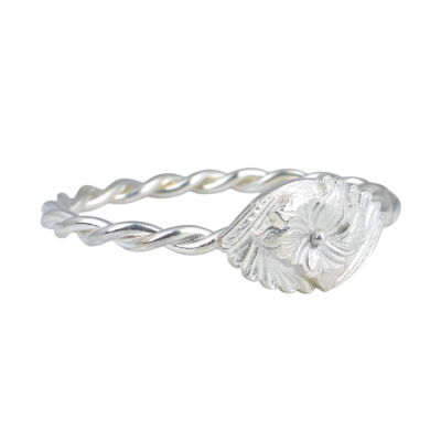 925 Ayar Gümüş Çiçek Kaşlı İki Telli Burma Bilezik - 1