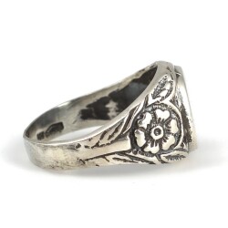 925 Sterling Silver Mirror Men Ring with Flower Edge - 3