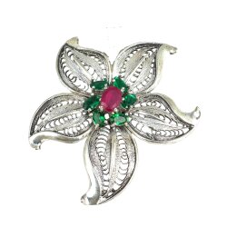 925 Ayar Gümüş Çiçek Model Broş - Nusrettaki