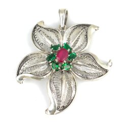 925 Ayar Gümüş Çiçek Model Kolye Ucu - Nusrettaki