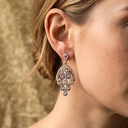 925 Ayar Gümüş Çiçek Sepeti Model Avize Küpe - Nusrettaki